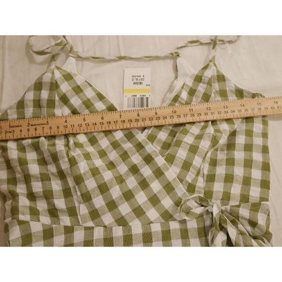 Juniors' Gingham Cotton Faux-Wrap Mini dress Size M - Picture 5 of 7